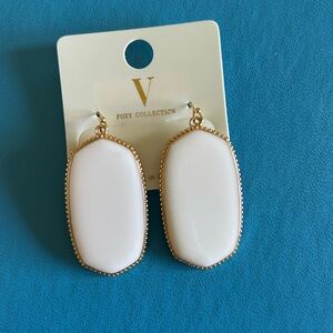 V Foxy Collection White Drop Earrings